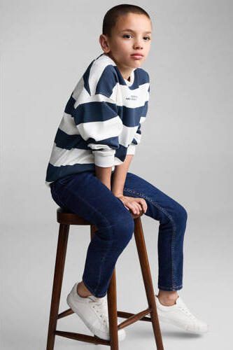 Mango Kids slim fit jeans dark blue Blauw Jongens Stretchdenim Effen 116 - Foto 3