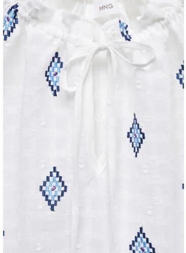 Mango Kids spaghettitop met all over print wit lichtblauw Meisjes Katoen Ronde hals 152(XXS) - Foto 1