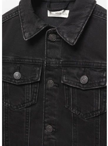 Mango Kids spijkerjas black denim Zwart Effen 116 - Foto 2