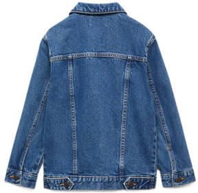 Mango Kids spijkerjas changeant blauw Jongens Denim Klassieke kraag Effen 116