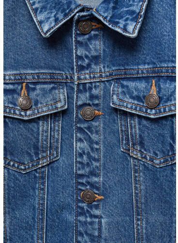 Mango Kids spijkerjas changeant blauw Jongens Denim Klassieke kraag Effen 116 - Foto 2
