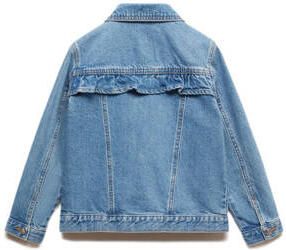 Mango Kids spijkerjas changeant blauw Meisjes Denim Klassieke kraag Effen 116