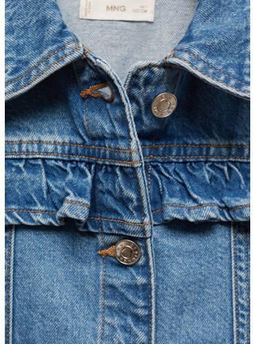 Mango Kids spijkerjas changeant blauw Meisjes Denim Klassieke kraag Effen 116 - Foto 2