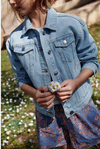 Mango Kids spijkerjas light blue Blauw Meisjes Denim Klassieke kraag Effen 128 - Foto 2