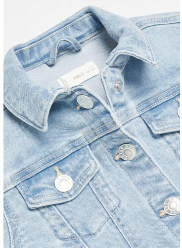 Mango Kids spijkerjas light blue denim Blauw Effen 110 - Foto 3