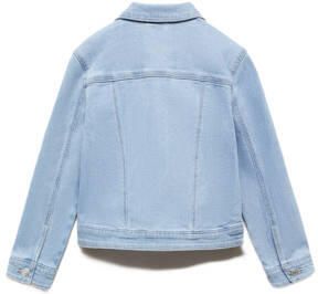 Mango Kids spijkerjas light blue denim Blauw Effen 140