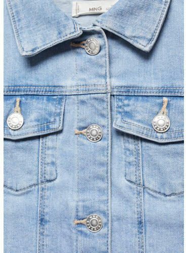 Mango Kids spijkerjas light blue denim Blauw Effen 140 - Foto 2