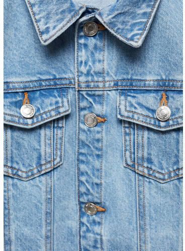 Mango Kids spijkerjas light blue denim Blauw Effen 116