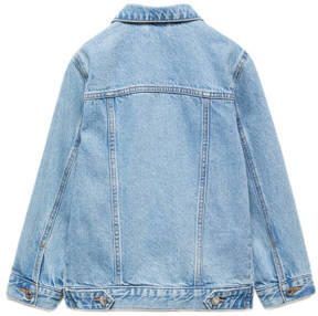 Mango Kids spijkerjas light blue denim Blauw Effen 116 - Foto 2