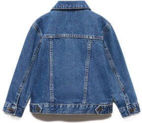 Mango Kids spijkerjas medium blue denim Blauw Effen 104 - Foto 3