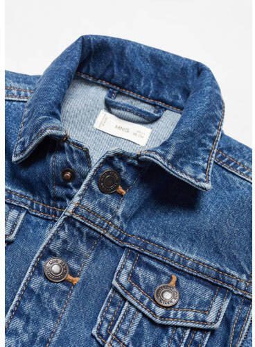 Mango Kids spijkerjas medium blue denim Blauw Effen 104 - Foto 2