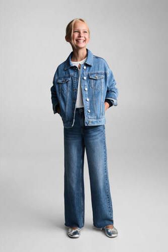 Mango Kids spijkerjas medium blue denim Blauw Effen 116 - Foto 2