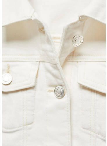 Mango Kids spijkerjas naturel wit Ecru Meisjes Denim Klassieke kraag Effen 116