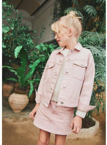 Mango Kids spijkerjas roze Meisjes Denim Klassieke kraag Effen 122 - Foto 2