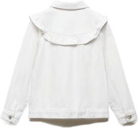 Mango Kids spijkerjas wit Meisjes Denim Klassieke kraag Effen 146