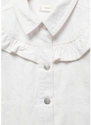 Mango Kids spijkerjas wit Meisjes Denim Klassieke kraag Effen 146 - Foto 2