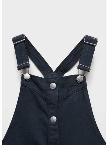 Mango Kids spijkerjurk donkerblauwe Meisjes Denim Vierkante hals Effen 122 - Foto 2