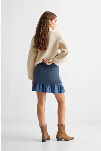 Mango Kids spijkerrok blauw Meisjes Denim Effen 152(XXS)