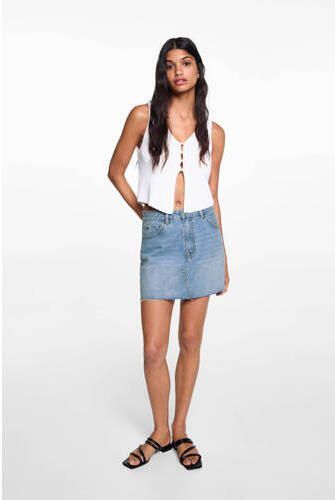 Mango Kids spijkerrok changeant blauw Meisjes Denim Effen 152(XXS) - Foto 3