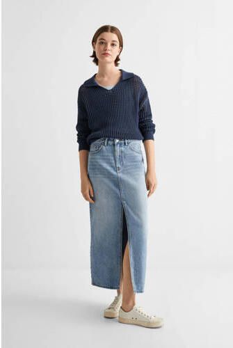 Mango Kids spijkerrok changeant blauw Meisjes Denim Effen 152(XXS)