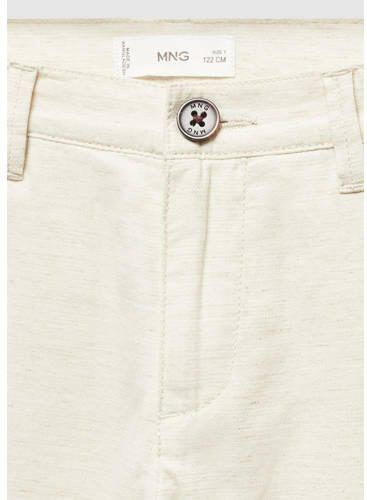 Mango Kids straight fit broek ecru Jongens Katoen Effen 128 - Foto 2