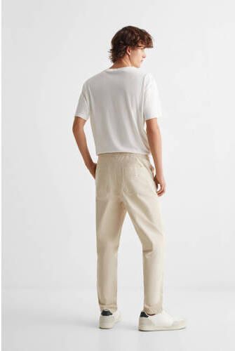 Mango Kids straight fit broek ecru Jongens Stretchkatoen Effen 158(XXS)
