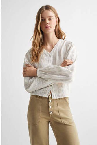 Mango Kids straight fit broek zand Beige Meisjes Katoen Effen 152(XXS)