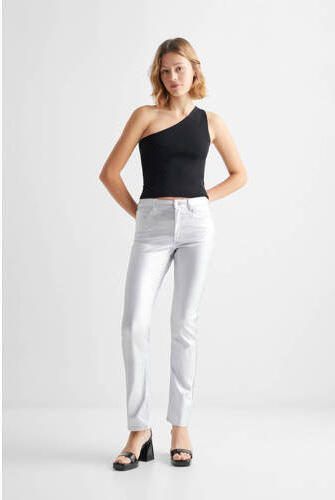 Mango Kids straight fit broek zilver Meisjes Viscose Effen 152(XXS)