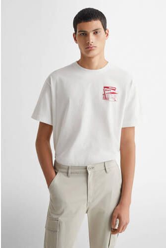 Mango Kids straight fit cargobroek beige Jongens Stretchkatoen Effen 158(XXS)