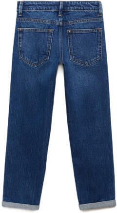 Mango Kids straight fit jeans changeant blauw Jongens Denim Effen 146