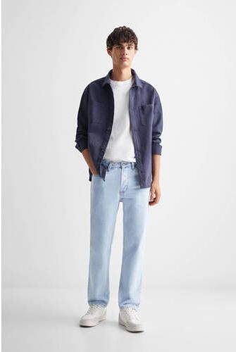 Mango Kids straight fit jeans changeant blauw Jongens Denim Effen 158(XXS)