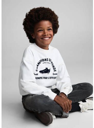 Mango Kids straight fit jeans changeant grijs Jongens Denim Effen 116
