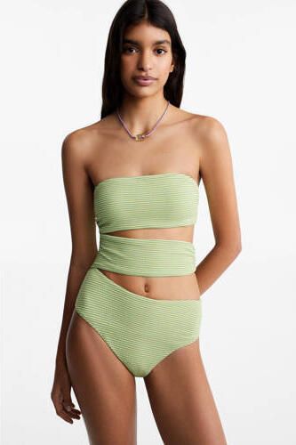 Mango Kids strapless cut-out badpak met textuur lichtgroen Meisjes Polyamide 152(XXS) - Foto 2