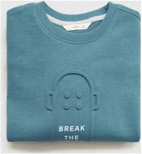 Mango Kids sweater blauw Trui Jongens Katoen Ronde hals Printopdruk 116 - Foto 3