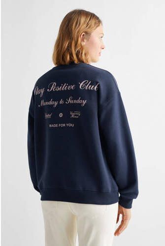 Mango Kids sweater met backprint donkerblauw Backprint 152(XXS) - Foto 3
