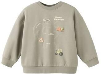 Mango Kids sweater met backprint groen Backprint