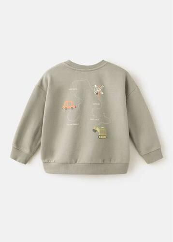 Mango Kids sweater met backprint groen Backprint - Foto 3