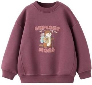 Mango Kids sweater met print donkerrood Meisjes Katoen Ronde hals Mixprint