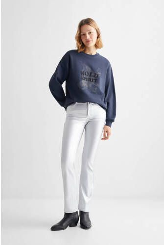 Mango Kids sweater met printopdruk marineblauw Printopdruk 152(XXS)