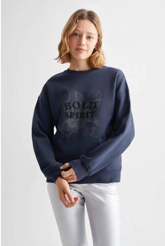 Mango Kids sweater met printopdruk marineblauw Printopdruk 152(XXS) - Foto 3