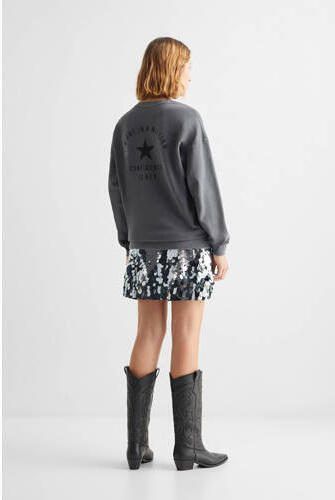 Mango Kids sweater met tekst antraciet Grijs Tekst 152(XXS) - Foto 3