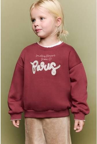 Mango Kids sweater met tekst rood Meisjes Katoen Ronde hals Tekst