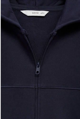 Mango Kids sweatvest donkerblauw Jongens Katoen Capuchon Effen 164 - Foto 2