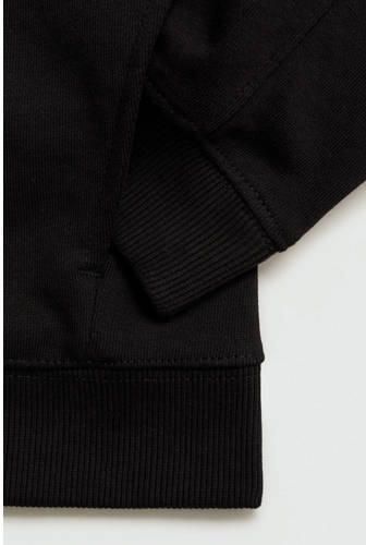 Mango Kids sweatvest zwart Jongens Katoen Capuchon Effen 140