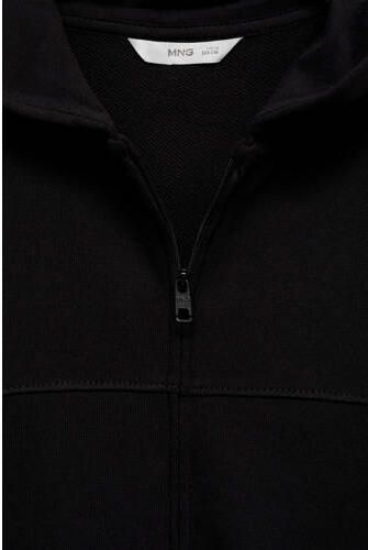 Mango Kids sweatvest zwart Jongens Katoen Capuchon Effen 140 - Foto 2