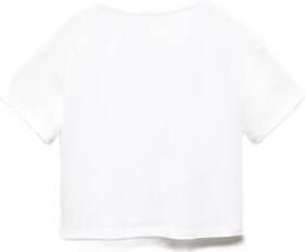 Mango Kids T-shirt met tekst wit Meisjes Katoen Ronde hals Tekst 116