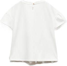 Mango Kids T-shirt naturel wit Meisjes Katoen Ronde hals Effen 140 - Foto 2
