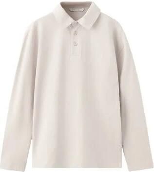 go Kids T-shirt pastelgrijs Beige Katoen Polokraag