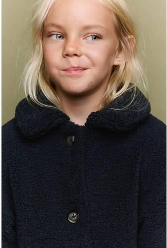 Mango Kids teddy jas marineblauw Meisjes Polyester Klassieke kraag Effen - Foto 2