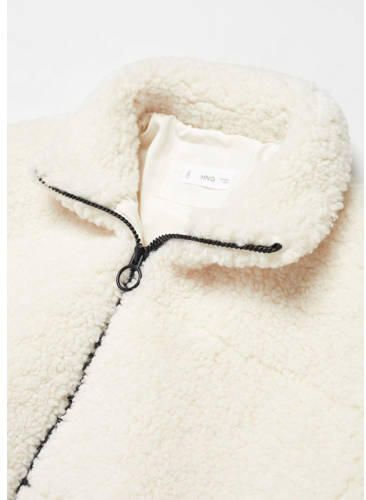 Mango Kids teddy tussenjas offwhite Wit Effen 152(XXS)